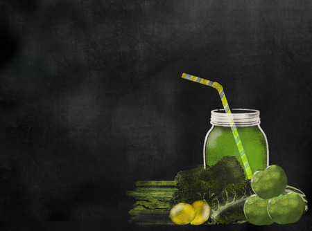 fruit Juicing theme chalkboard blackboard with copy spaceの写真素材
