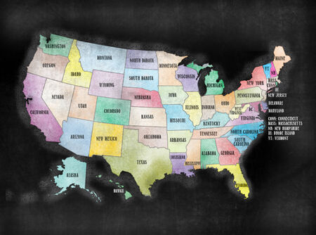 United States of America map in chalkboard style with States.