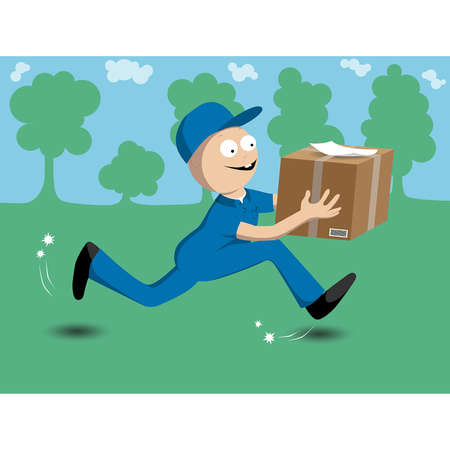  illustration of a man delivering package のイラスト素材