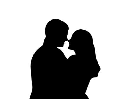 Two in love embrace isolated on a white backgroundの写真素材