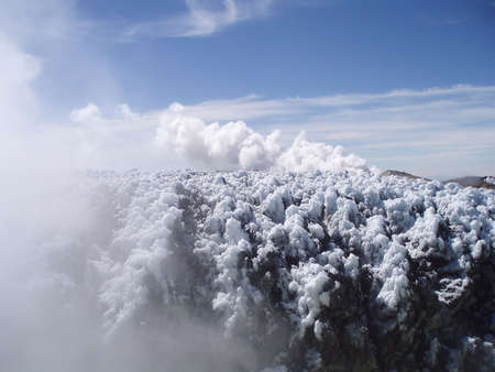 Type of the mountain ice-covered declivity with descending avalancheの写真素材