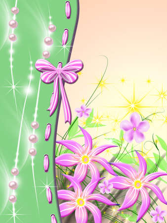 Bouquet of colors tied up by a tape and a bowの写真素材