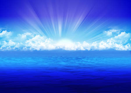Beautiful seascape with rising sunの写真素材