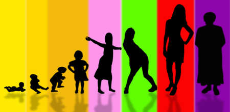 The Comparison on age and growing of the people.の写真素材