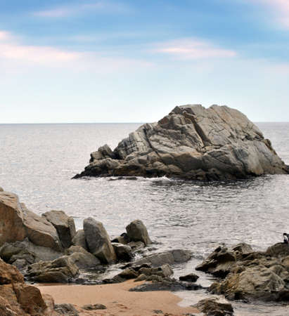 Sea shore, Costa Brava landscape near Lloret de Mar (Spain)の写真素材