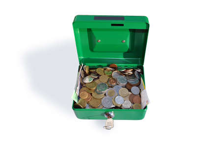 Money of different face value are stored in the safe.の写真素材