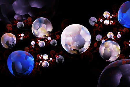 abstract pattern from ball on black backgroundの写真素材