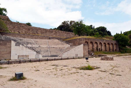 Antique theater school of oratory Rhodes on Monte Smith. Theater restored to its original form.の写真素材