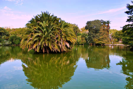 public park for walks in Barcelonaの写真素材