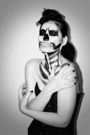 close-up portrait of woman in halloweenの写真素材