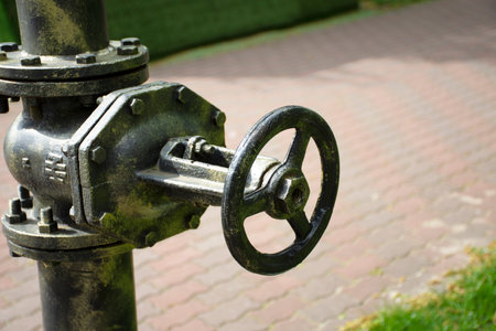 Cast brass ball valve used in oil and gas industry.の写真素材
