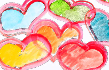 art abstract colorful background with heartsの写真素材