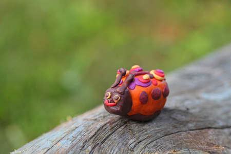 Plasticine world - little hand-made funny bugの写真素材