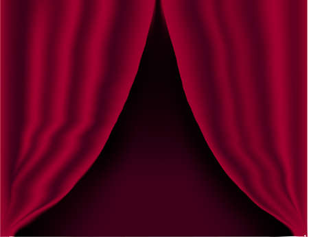 Red curtain with shades of foldsのイラスト素材