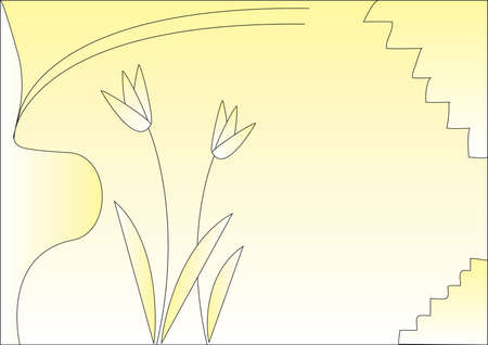 Two tulips of sandy colour, abstract illustrationのイラスト素材