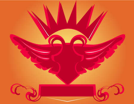 Red banner in the form of the arms with a crownのイラスト素材