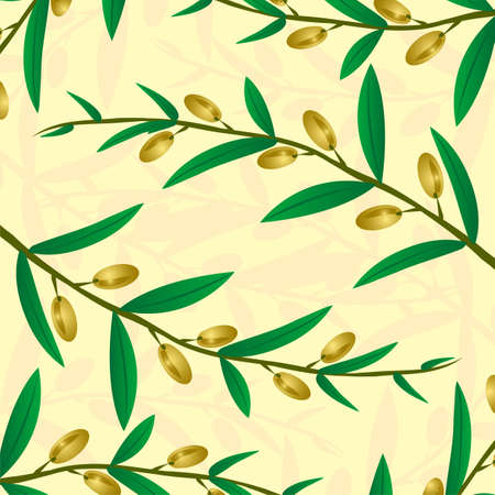 olive branch on a light brown backgroundのイラスト素材