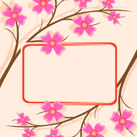 floral background and frame, coloured flowersのイラスト素材