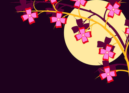 Branch of a plant, the Japanese style, backgroundのイラスト素材