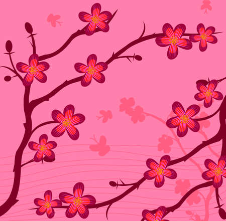 Branch of a plant, the Japanese style, backgroundのイラスト素材