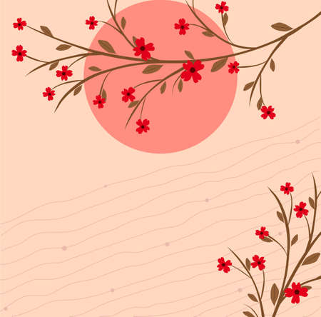 Branch of a plant, the Japanese style, backgroundのイラスト素材
