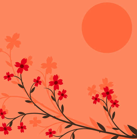 Branch of a plant, the Japanese style, backgroundのイラスト素材