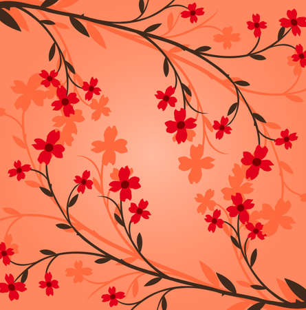 Branch of a plant, the Japanese style, backgroundのイラスト素材