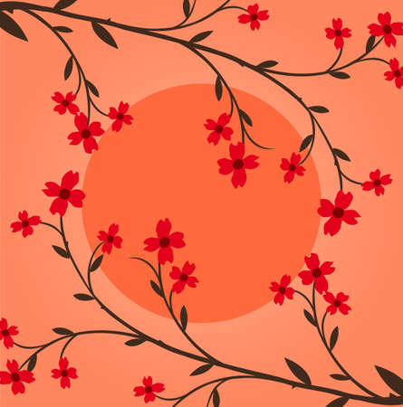 Branch of a plant, the Japanese style, backgroundのイラスト素材