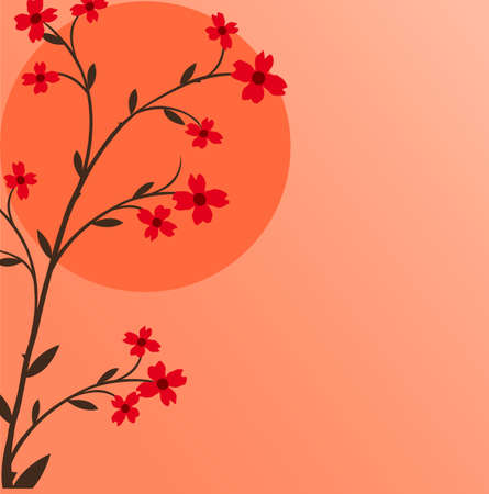Branch of a plant, the Japanese style, backgroundのイラスト素材