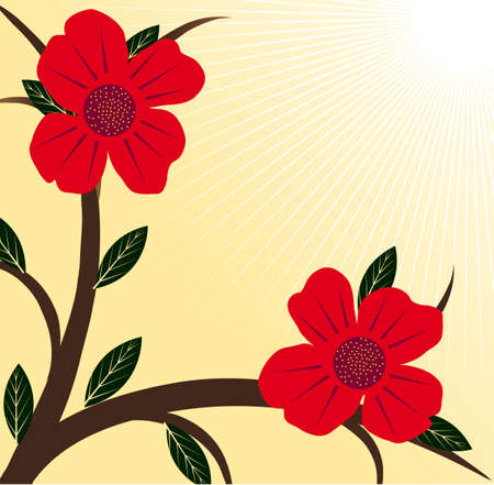 Branch of a plant, the Japanese style, backgroundのイラスト素材