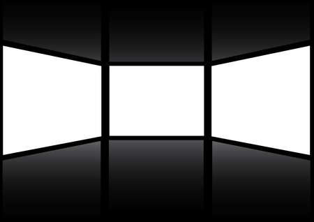 Three windows (screen) with a white backgroundのイラスト素材