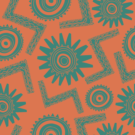 Seamless pattern with abstract shapes. Hand drawn vector illustration with ornamentsのイラスト素材
