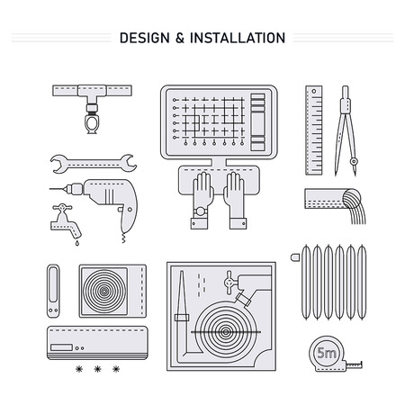 Modern line iconsのイラスト素材