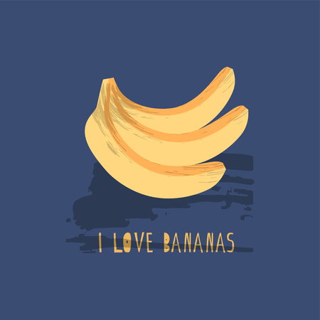 Vector illustration of bananas with text I love bananasのイラスト素材