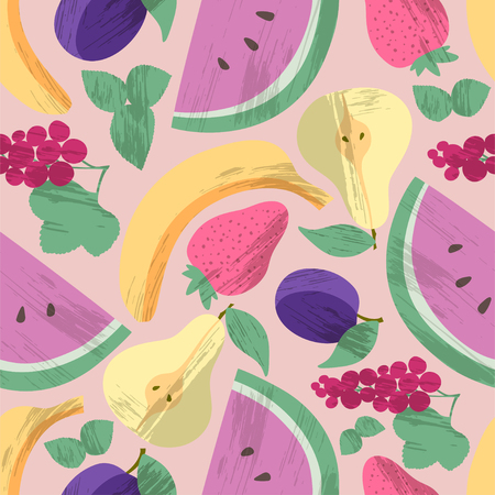 Seamless pattern with fruts and berriesのイラスト素材