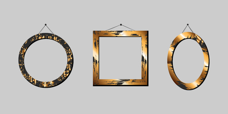 Set of golden framesのイラスト素材