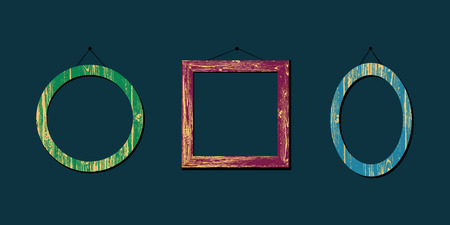 Set of wooden frames. Vector illustration. Epsの写真素材