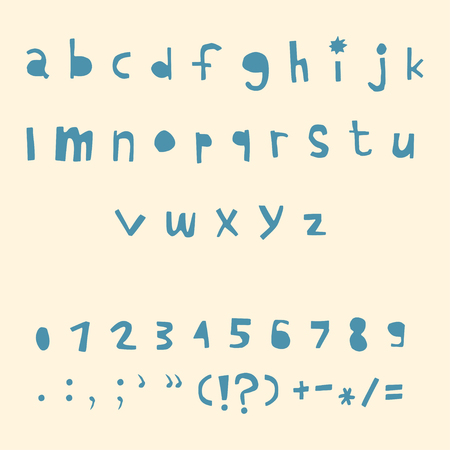 Carved alphabet number and punctuation marks. Rustic font. Vector ABC. Latin lettersのイラスト素材