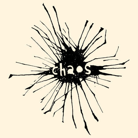 Interior poster and t-shirt design consept. Handdrawn blot with rustic text. Ink drop. Vector illustrationのイラスト素材