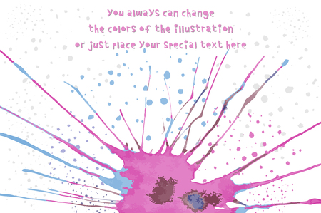 Watercolor handdrawn blot. Colorful ink drop. Greeting card concept. Vector illustrationのイラスト素材