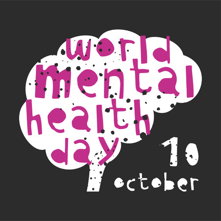 World Mental Health Day. Vector illustration with brainのイラスト素材