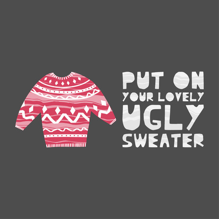 Christmas and New Year elements with lettering. Vector flat design with textureのイラスト素材