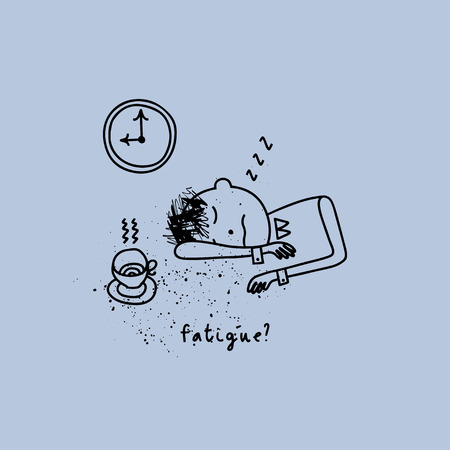 Depression symptom concept. Fatigue. Vector illustration of problems of mental health. Doodle styleのイラスト素材
