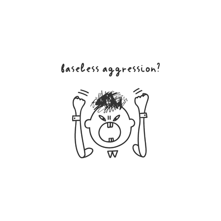 Depression symptom concept. Irritability and agression. Vector illustration of problems of mental health. Doodle styleのイラスト素材