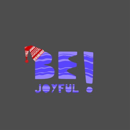 Christmas and New Year elements with lettering. Xmas greeting card concept. Winter holiday objects. Vector flat design with textureのイラスト素材