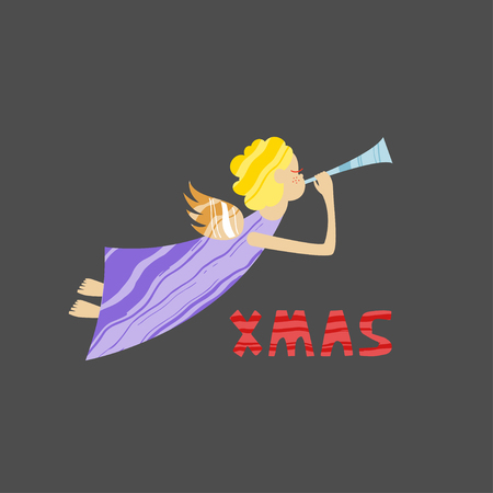 Christmas and New Year elements with lettering. Xmas greeting card concept. Winter holiday objects. Vector flat design with textureのイラスト素材