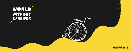 Hand drawn wheelchair with abstract Earth. International Day of Persons with Disabilities December 3 design concept. Vector illustration in flat styleのイラスト素材