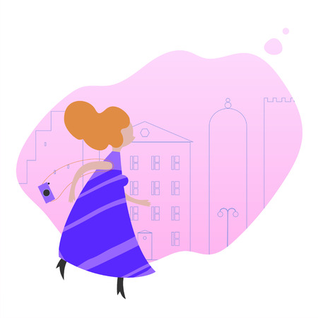 Confident woman flat vector character. Successful modern girl running, walking in the city. Cartoon business woman, elegant lady hurrying up at work. Female employer, employee vector illustrationのイラスト素材