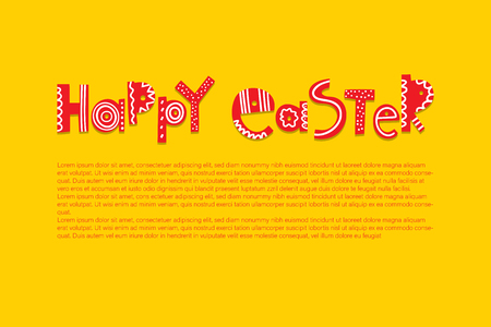 Easter article vector color template with text. Spring holiday web page banner. Happy Easter Scandinavian style lettering. Ornate folk typography with decor, ornament. Greeting phraseのイラスト素材