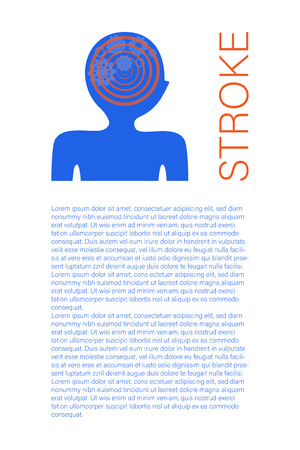 Stroke article page template with text space. Ischemic brain disease scientific research. Medical magazine page concept. Neurology disorder symptoms banner, poster, brochure design layoutの写真素材